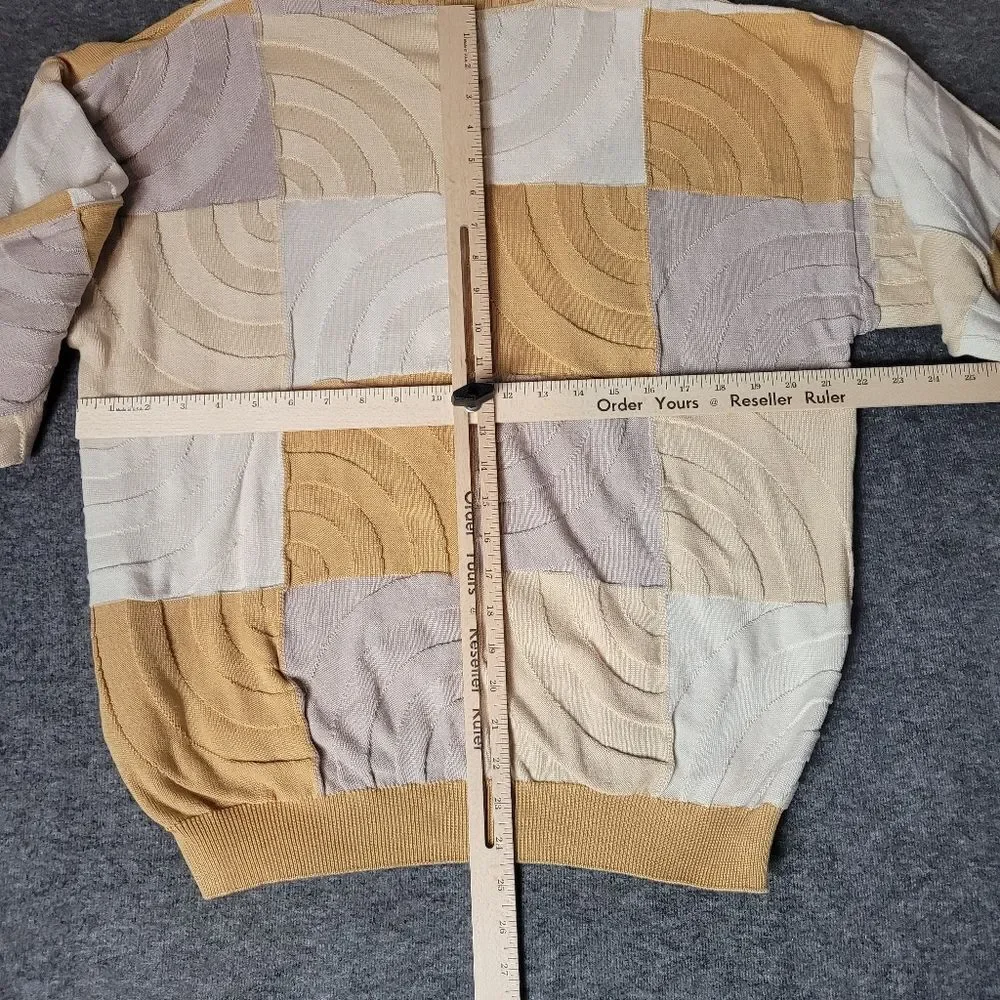 Tundra Canada Sweater Mens Size L 3D Pattern Multicolor Coogi Style Pullover - Picture 6 of 10